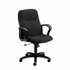 Silla de oficina ergonómica negra con soporte lumbar y ruedas para comodidad y movilidad. Ideal para.