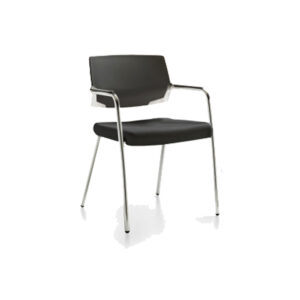 Silla de Visita Cool 4 Puntos Respaldo en Polipropileno y Asiento en Piel, Estructura Negra