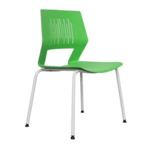 Silla de oficina ergonómica en color verde con respaldo ventilado y estructura resistente. Ideal par.