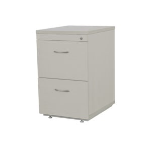 Mueble de oficina compacto con dos cajones para organización y almacenamiento.