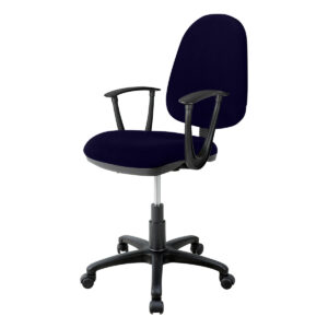 Silla de oficina ergonómica con respaldo y ruedas para trabajo cómodo y eficiente.