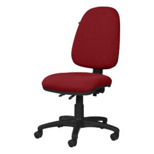 Silla de oficina ergonómica con asiento y respaldo acolchonados en color rojo. Ideal para espacios d.