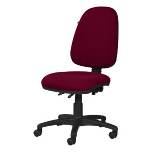 Silla de oficina ergonómica con respaldo ajustable y ruedas para comodidad y movilidad.