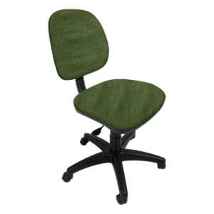 Silla de oficina ergonómica con tapizado verde para trabajo y estudio.