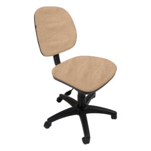 Silla de oficina ergonómica beige con respaldo y asiento acolchonados, ideal para espacios de trabaj.