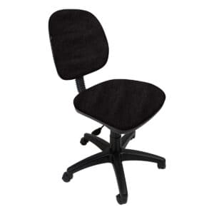 Silla de oficina ergonómica negra con respaldo y asiento acolchonados, ideal para espacios de trabaj.