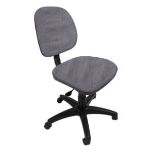 Silla de oficina ergonómica gris con respaldo y asiento acolchonados, ideal para espacios de trabajo.