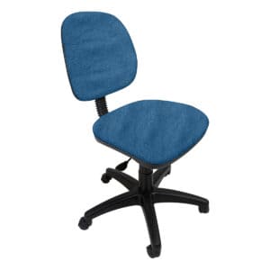 Silla de oficina ajustable con respaldo y asiento acolchonados en color azul, ideal para espacios de.