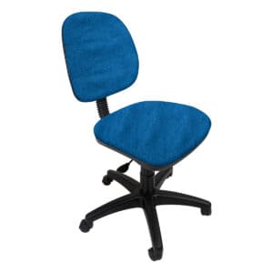 Silla de oficina ajustable con respaldo y asiento acolchonados en color azul. Ideal para espacios de.