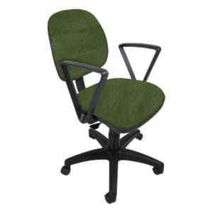 Silla de oficina ergonómica con respaldo y asiento verdes, ideal para espacios de trabajo.