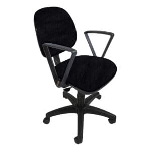 Silla de oficina ergonómica negra con respaldo y brazos ajustables, ideal para espacios de trabajo c.