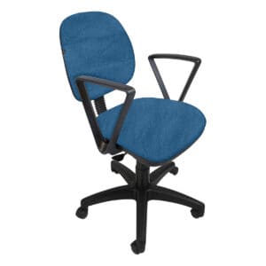 Silla de oficina ergonómica con respaldo y asiento acolchonados en color azul, ideal para espacios d.