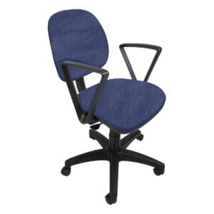 Silla de oficina ergonómica con respaldo y asiento acolchonados en color azul, ideal para espacios d.