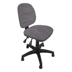Silla de oficina ergonómica con respaldo y asiento acolchonados en gris, ideal para espacios de trab.