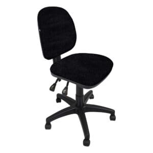 Silla de oficina ergonómica negra con respaldo y asiento acolchonados, ideal para espacios de trabaj.