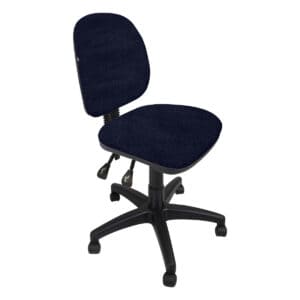 Silla de oficina ergonómica negra con respaldo y asiento acolchonados, ideal para espacios de trabaj.