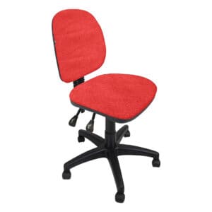 Silla de oficina ergonómica con asiento y respaldo acolchonados en color rojo, ideal para espacios d.