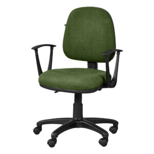 Silla de oficina ergonómica con respaldo y asiento acolchonados en color verde, ideal para espacios.