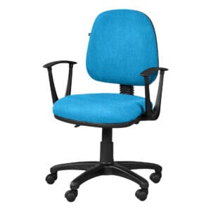 Silla de oficina ajustable y cómoda en color azul para espacios laborales y de estudio.