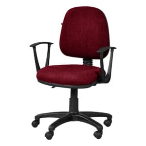 Silla de oficina ergonómica con asiento y respaldo acolchonados en color rojo, ideal para espacios d.