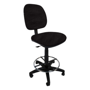 Silla de oficina ergonómica negra con respaldo y asiento acolchonados, ideal para espacios de trabaj.