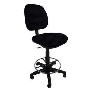 Silla de oficina ergonómica negra con respaldo y asiento acolchonados, ideal para espacios de trabaj.