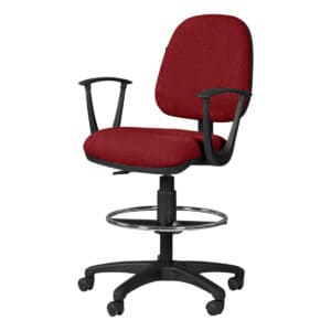 Silla de oficina ergonómica con asiento y respaldo acolchonados en color rojo, ideal para espacios d.