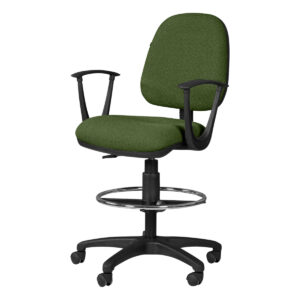 Silla de oficina ergonómica con respaldo y asiento acolchonados en color verde, ideal para espacios.