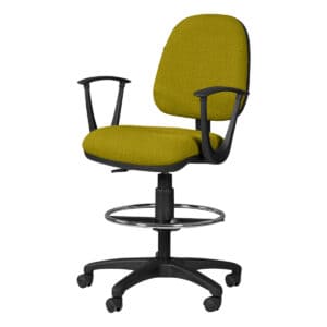 Silla de oficina ergonómica con respaldo y asiento acolchonados en color verde, ideal para espacios.