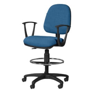 Silla de oficina ergonómica con respaldo y asiento acolchonados en color azul, ideal para espacios d.