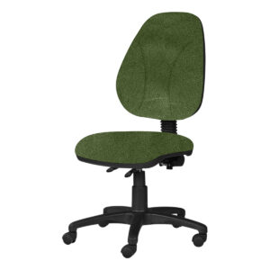 Silla de oficina ergonómica con respaldo y asiento acolchonados en color verde. Ideal para espacios.