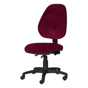 Silla de oficina ergonómica con respaldo y asiento acolchonados en color burdeos, ideal para espacio.