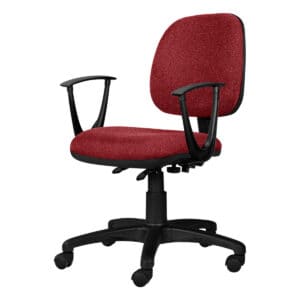 Silla de oficina ergonómica con asiento y respaldo acolchonados en color rojo, ideal para espacios d.