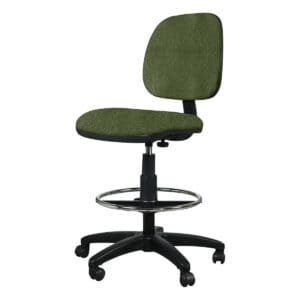 Silla de oficina ajustable con respaldo y asiento acolchonados en color verde. Ideal para espacios d.