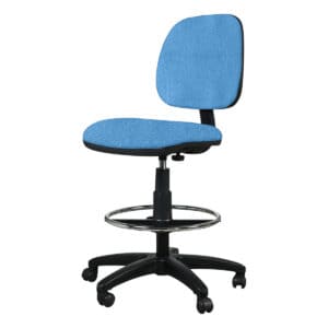 Silla de oficina ajustable con respaldo y asiento acolchonados en color azul, ideal para espacios de.