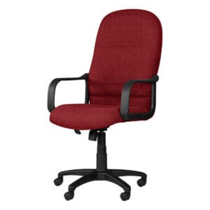 Silla de oficina ergonómica con respaldo y brazos en color rojo, ideal para espacios de trabajo y of.