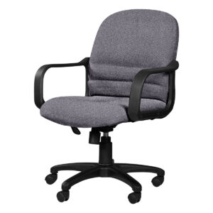 Silla de oficina ergonómica con respaldo acolchado y ruedas para un movimiento fácil. Ideal para esp.