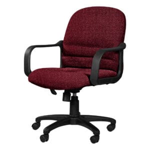 Silla de oficina ergonómica con ruedas, respaldo acolchado y asiento cómodo para espacios de traba.