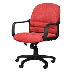 Silla de oficina ergonómica con asiento y respaldo acolchonados en color rojo, ideal para espacios d.
