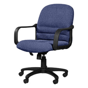 Silla de oficina ergonómica con respaldo acolchado y ruedas, ideal para espacios de trabajo en casa.