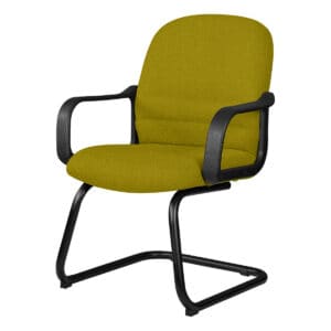 Silla de oficina con respaldo acolchado y brazos, ideal para espacios de trabajo y oficinas modernas.