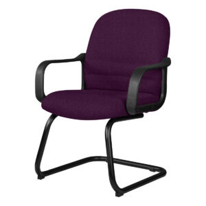 Silla de oficina ergonómica con respaldo y asiento morado, ideal para espacios de trabajo y oficina.