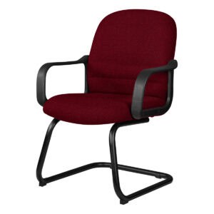 Silla de oficina con respaldo acolchado y estructura metálica negra, ideal para espacios laborales.