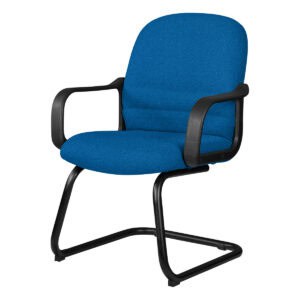 Silla de oficina ergonómica azul con respaldo y brazos para comodidad y productividad. Ideal para es.