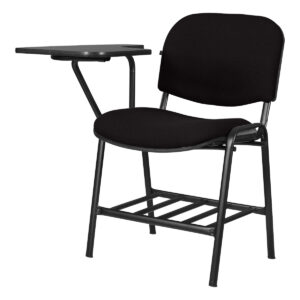 Silla de oficina con escritorio adjunto, ideal para espacios de trabajo y estudio. Diseño funcional.