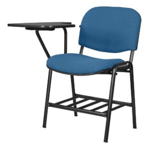 Silla de oficina con escritorio adjunto, ideal para espacios de trabajo y estudio. Diseño funcional.