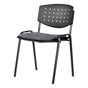 Silla de oficina con respaldo perforado y asiento acolchado, ideal para espacios de trabajo y oficin.