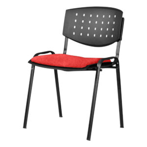 Silla de oficina ergonómica con respaldo perforado y asiento acolchado en color rojo para espacios l.