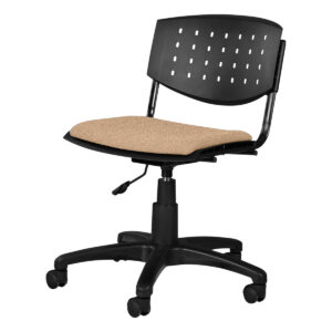 Silla de oficina ergonómica con respaldo perforado y asiento acolchado para mayor comodidad.