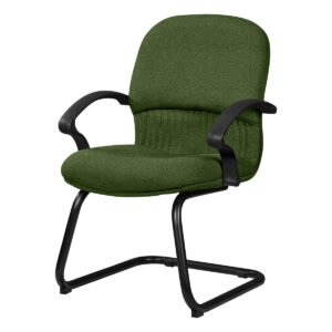 Silla de oficina con respaldo y asiento acolchonados en color verde, ideal para espacios de trabajo.